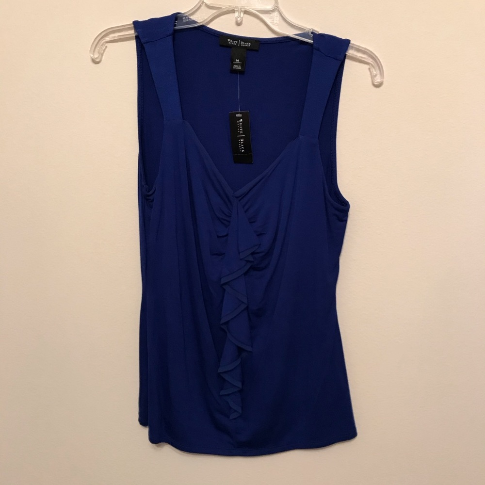 WHBM V-Neck Ruffled sleeveless Top NWT